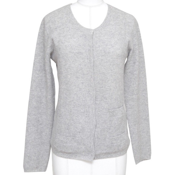 CHLOE Cardigan Sweater Knit Cashmere Grey Long Sleeve Sz XS